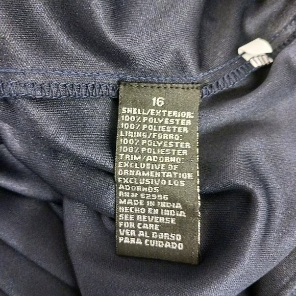 SCARLETT Cocktail Dress Sz 16 NAVY BLUE  GOLD CHAIN Neckline Sleeveless Keyhole - Picture 13 of 16